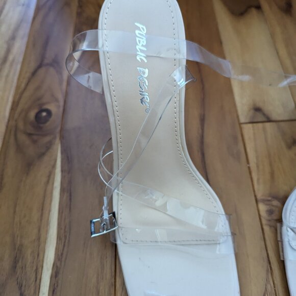 Public Desire Clear Beige Strap Up Ankle Heel (New!) - Picture 2 of 4
